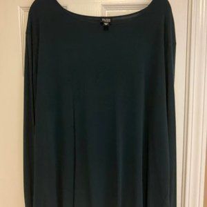 Eileen Fisher Dark Navy Silk Collarless Blouse